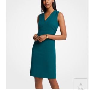 Ann Taylor Doubleweave Sheath V-Neck Dress Sz 4